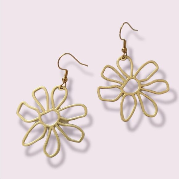 Flower Gold-tone Earrings  - Picture 1 of 6